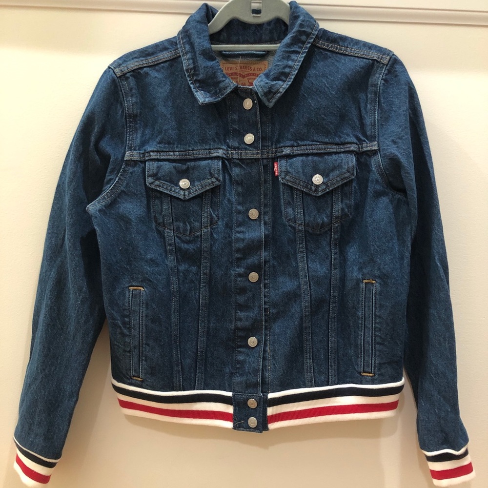 NWT Levi Jean Jacket with Stripes